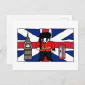 ビッグベンと国旗を持つ英国のアナグマ漫画 ポストカード (正面/裏面)