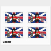 ビッグベンと国旗を持つ英国のアナグマ漫画 長方形シール (シート)