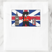 ビッグベンと国旗を持つ英国のアナグマ漫画 長方形シール (バッグ)