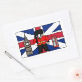 ビッグベンと国旗を持つ英国のアナグマ漫画 長方形シール (封筒)