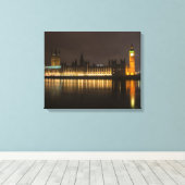 ビッグベンと夜の議会 キャンバスプリント (インサイチュ (ウッドフロア))