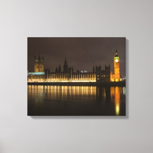 ビッグベンと夜の議会 キャンバスプリント (正面)