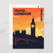 ビッグベンと日没のロンドンのスカイライン ポストカード (正面/裏面)