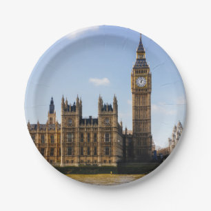ビッグベンの議会、ロンドンイギリスの家 ペーパープレート