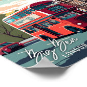 ビッグベンイングランドUKアートヴィンテージ旅行イラストレーション ポスター (角)