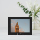 ビッグベンインロンドンブラック文字はがき ポストカード (スタンド正面)