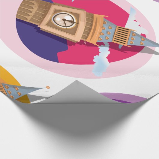 ビッグベンウェストミンスター時計塔のパターン ラッピングペーパー (角)