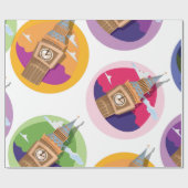 ビッグベンウェストミンスター時計塔のパターン ラッピングペーパー (フラット)