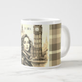 ビッグベンクロック、ビッグベンロンドンの女性旅行者 ジャンボコーヒーマグカップ (正面右)