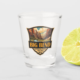 ビッグベンドナショナルパークイラストレーションレトロバッジ ショットグラス