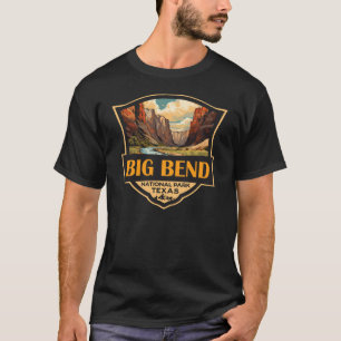 ビッグベンドナショナルパークイラストレーションレトロバッジ Tシャツ