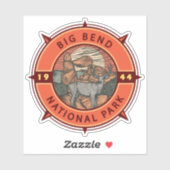 ビッグベンドナショナルパークエルクレトロコンパスエンブレム シール (シート)
