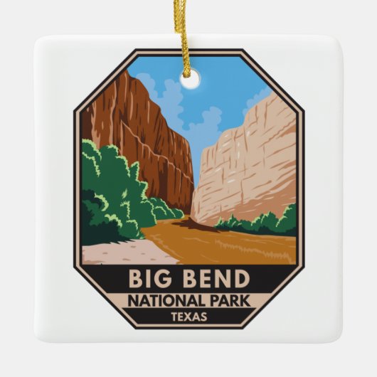 ビッグベンドナショナルパークリオグランデヴィンテージ セラミックオーナメント (正面)