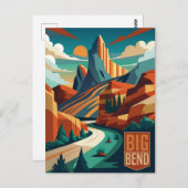 ビッグベンド国立公園テキサス州ウォーター絵画カラー ポストカード (正面/裏面)
