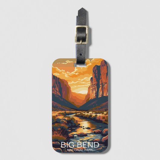 ビッグベンド国立公園テキサス州レトロ旅行 ラゲッジタグ (正面縦)