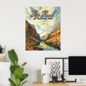 ビッグベンド国立公園テキサス州砂漠レトロ ポスター (ホームオフィス)