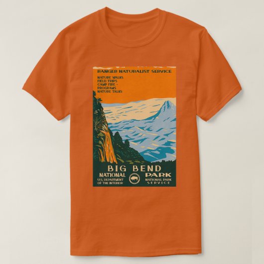 ビッグベンド国立公園ヴィンテージWPAチワワンランド Tシャツ (デザイン正面)