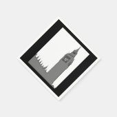 ビッグベンブラック&ホワイトヴィンテージスタイルロンドンナプキンズ スタンダードカクテルナプキン (角)