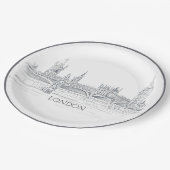 ビッグベンブルーインクスケッチ付きロンドンのスカイライン ペーパープレート (アングル)