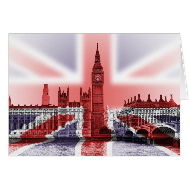 ビッグベンロンドンおよび英国国旗の旗 (正面横)