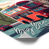 ビッグベンロンドンアートヴィンテージ旅行イラストレーション ポスター (角)