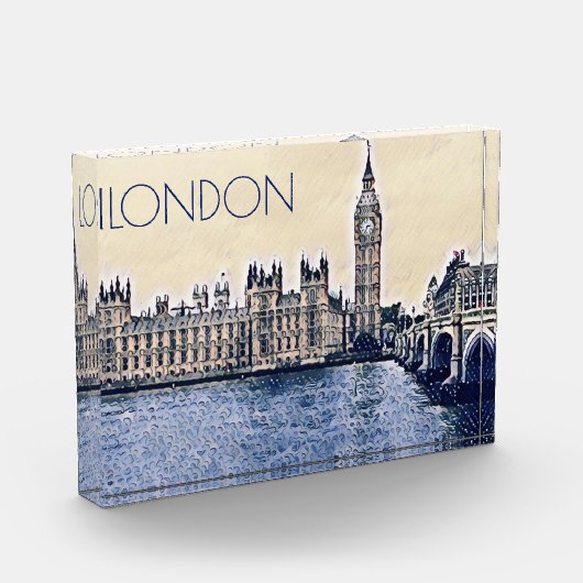 ビッグベンロンドンウォーターカラーアート フォトブロック (左)