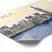 ビッグベンロンドンウォーターカラーアート ポスター (角)