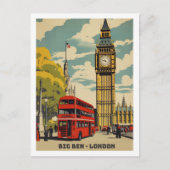 ビッグベンロンドン有名ヴィンテージトラベルプレイス ポストカード (正面)