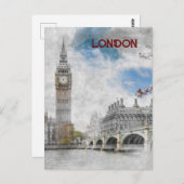 ビッグベンロンドン統一されたキングダムハガキ ポストカード (正面/裏面)