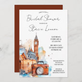 ビッグベン、ロンドン、イギリス　旅行をテーマにしたプリンセスシャワー 招待状 (正面/裏面)