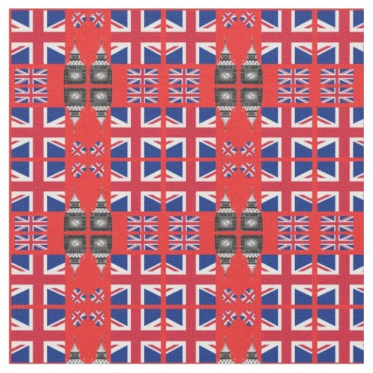 ビッグベン、英国国旗トレンディー王統一された国 ファブリック (クローズアップ)