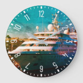 ビッグホワイトクルーズシップ ラージ壁時計 (正面)