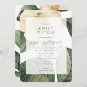ビッグホワイトグリーンフラワーベビーシャワー招待状 招待状 (正面/裏面)