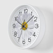 ビッグホワイトデイジーオンホワイト 壁時計 (傾斜)