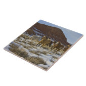 ビッグホーン山脈 雪の中を走る馬 タイル (側面)