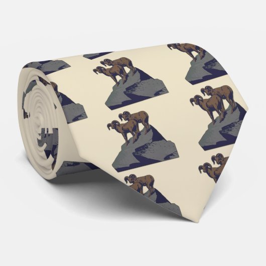 ビッグホーン羊アメリカ西部野生動物 ネクタイ (ロール)