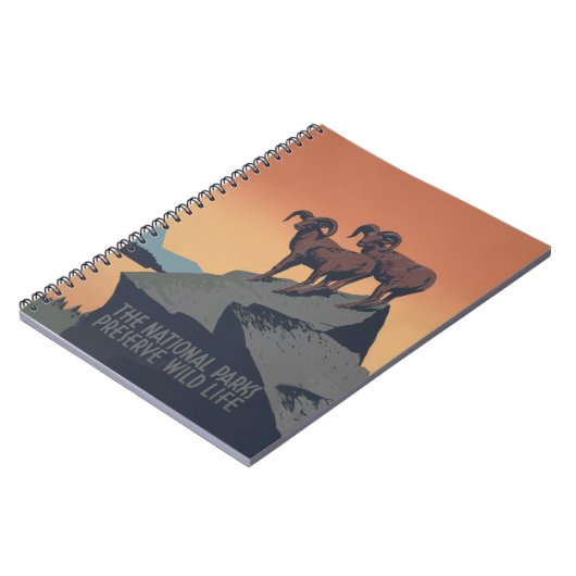 ビッグホーン羊アメリカ西部野生動物 ノートブック (左側)