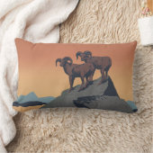 ビッグホーン羊アメリカ西部野生動物 ランバークッション (ブランケット)