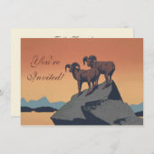 ビッグホーン羊アメリカ西部野生動物 招待状 (正面/裏面)