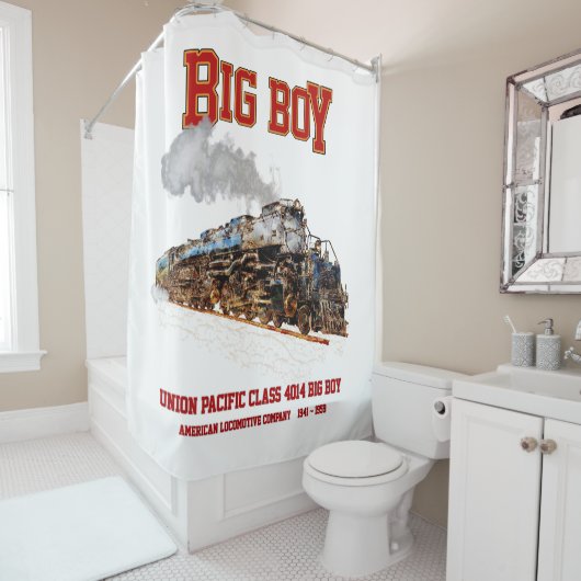 ビッグボーイヴィンテージ蒸気列車アメリカ機関車 シャワーカーテン (インサイチュ)