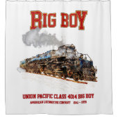 ビッグボーイヴィンテージ蒸気列車アメリカ機関車 シャワーカーテン (正面)