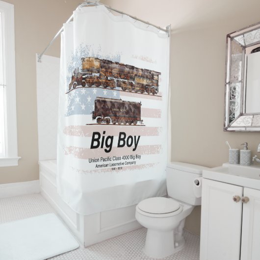 ビッグボーイヴィンテージ蒸気列車アメリカ機関車 シャワーカーテン (インサイチュ)