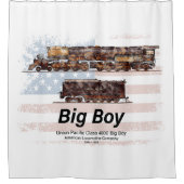 ビッグボーイヴィンテージ蒸気列車アメリカ機関車 シャワーカーテン (正面)