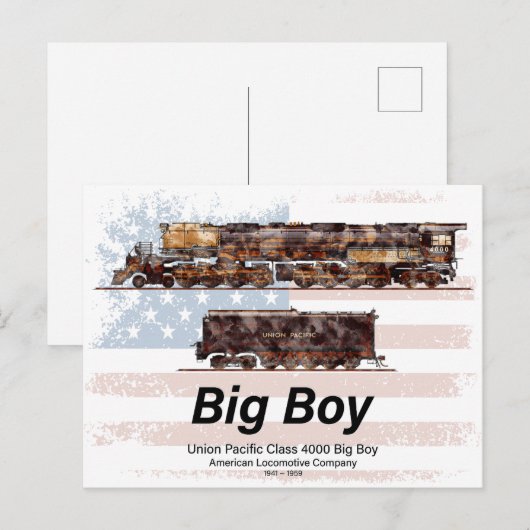 ビッグボーイヴィンテージ蒸気列車アメリカ機関車 ポストカード (正面/裏面)