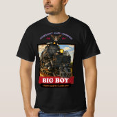 ビッグボーイ4014蒸気機関車ビンテージイラスト Tシャツ (正面)