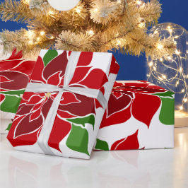 ビッグポインセチアのクリスマスラッピング紙 ラッピングペーパー