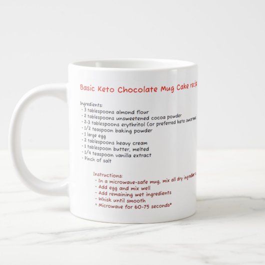 ビッグマイクロ波マグカップ(チョコレートケートマグケーキレシピ) ジャンボコーヒーマグカップ (左)