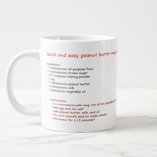 ビッグマイクロ波マグカップ(ピーナッツバターマグケーキレシピ) ジャンボコーヒーマグカップ (左)