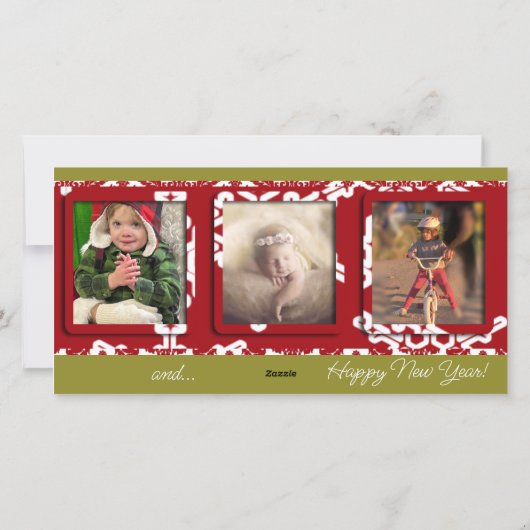 ビッグモダンスノーフレークフレームホリデーファミリーフォト シーズンカード (裏面)