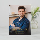 ビッグモダンネーム写真V写真D卒業発表 箔招待状 (立ち正面)